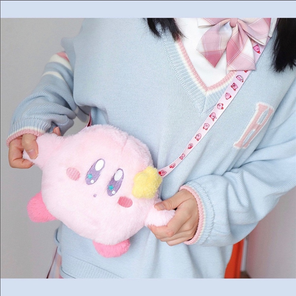 Cute Kirby star plush adjustable strap crossbody purse bag